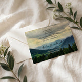 Carte de remerciement décès « Montagne et nuages » — mise en ambiance