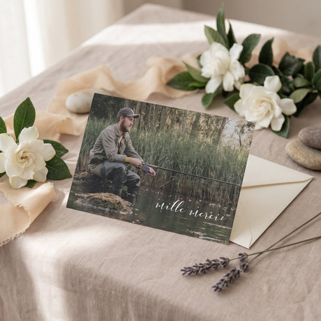 Carte de remerciement décès « Photo pleine page » — mise en ambiance