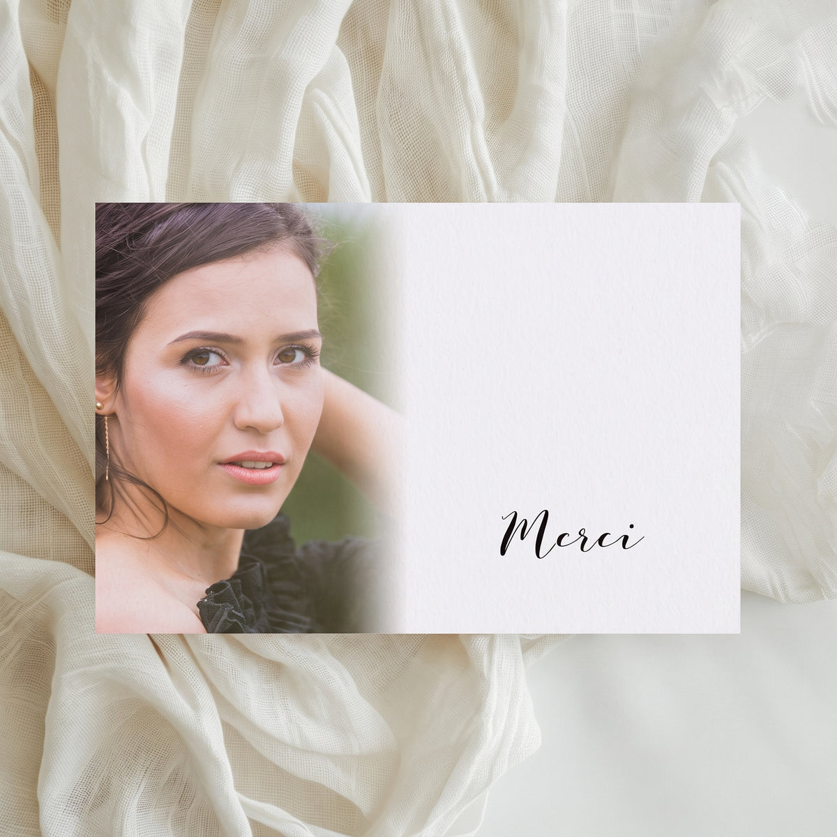 Carte de remerciement décès « Photo effet fondu » — mise en ambiance