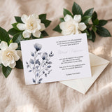Carte de remerciement décès « Bouquet gris peint à la main » — mise en ambiance