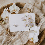 Carte de remerciement décès « Orchidée blanche » — mise en ambiance