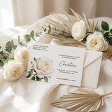 Carte de remerciement décès « Rose blanche aquarelle » — mise en ambiance