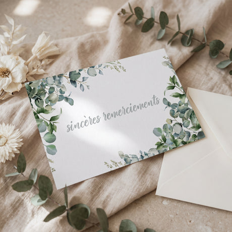 Carte de remerciement décès « Eucalyptus » — mise en ambiance