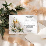 Carte de remerciement décès « Bougie et fleurs blanches » — mise en ambiance